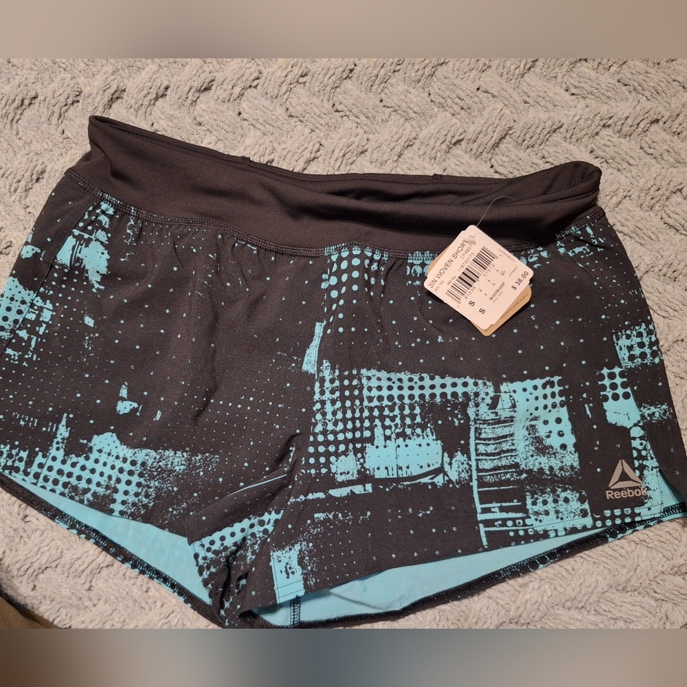 Reebok Black Speedwick Shorts with Teal Accent